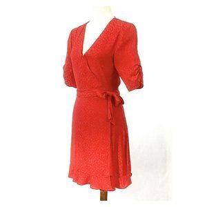 Anthropologie 1 State Red Pattern Faux Wrap Dress